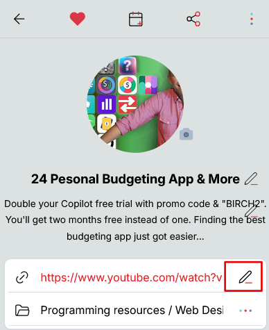 Update URL in Bookmark