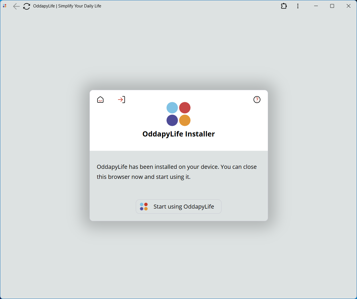 Installation completion message