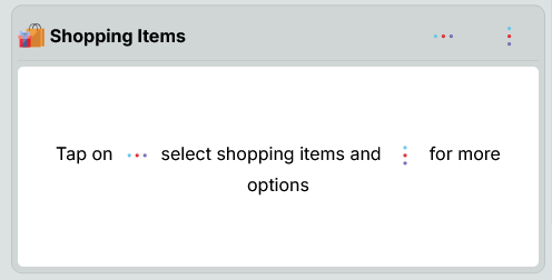 Shopping item selection form