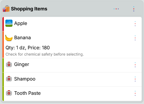 Shopping item details form
