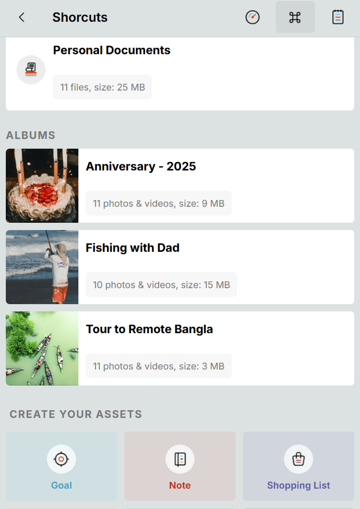 Oddapy Launch Pad — pinned albums with quick upload