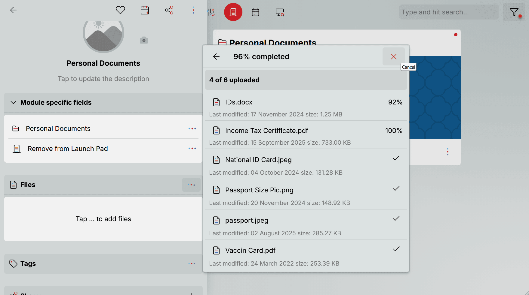Oddapy Documents — upload any file type